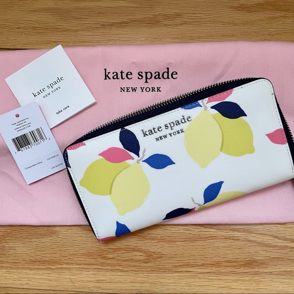 Kate Spade lemon print Continental Wallet